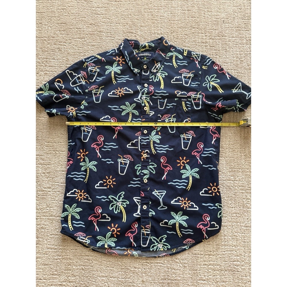 Chubbies The weekend Has Arrived Neon Lights Flamingo Hawaiian Shirt Men's M - Picture 3 of 9